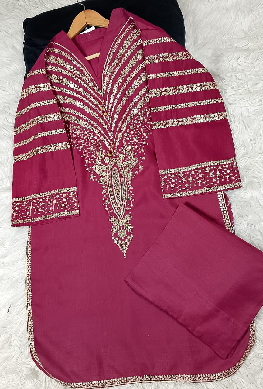 2 PIECE - EMBROIDERED DORIA COTTON SUIT