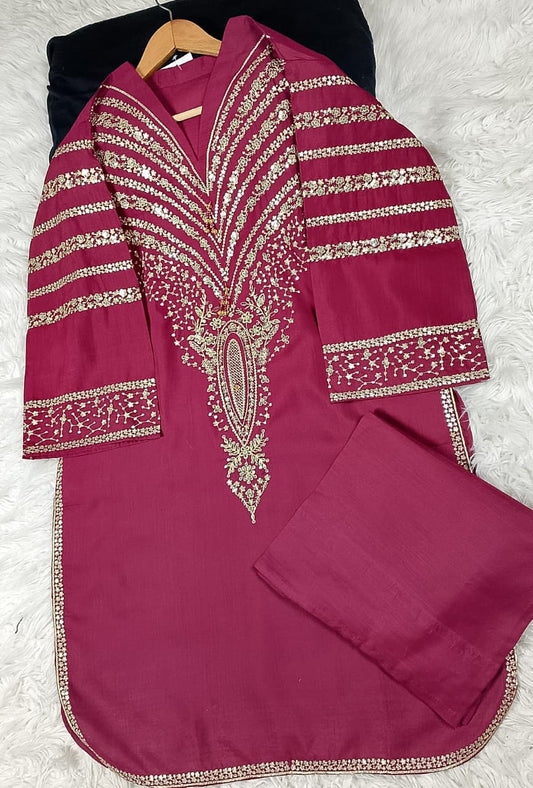 2 PIECE - EMBROIDERED DORIA COTTON SUIT