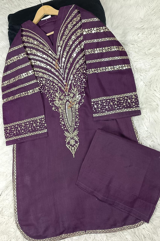 2 PIECE - EMBROIDERED DORIA COTTON SUIT