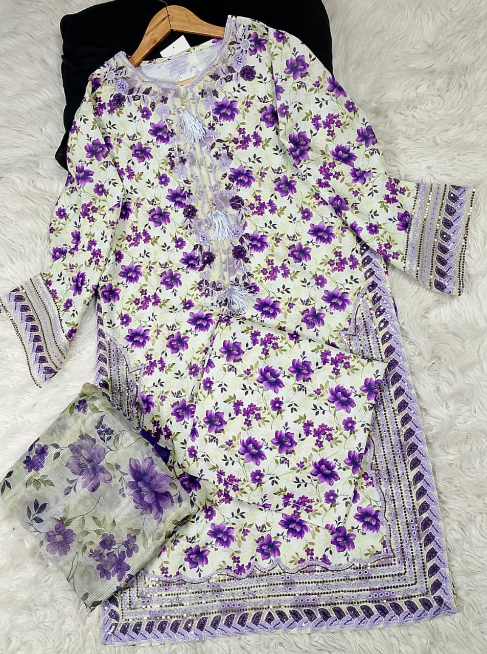 3 PIECE - EMBROIDERED DORIA COTTON SUIT