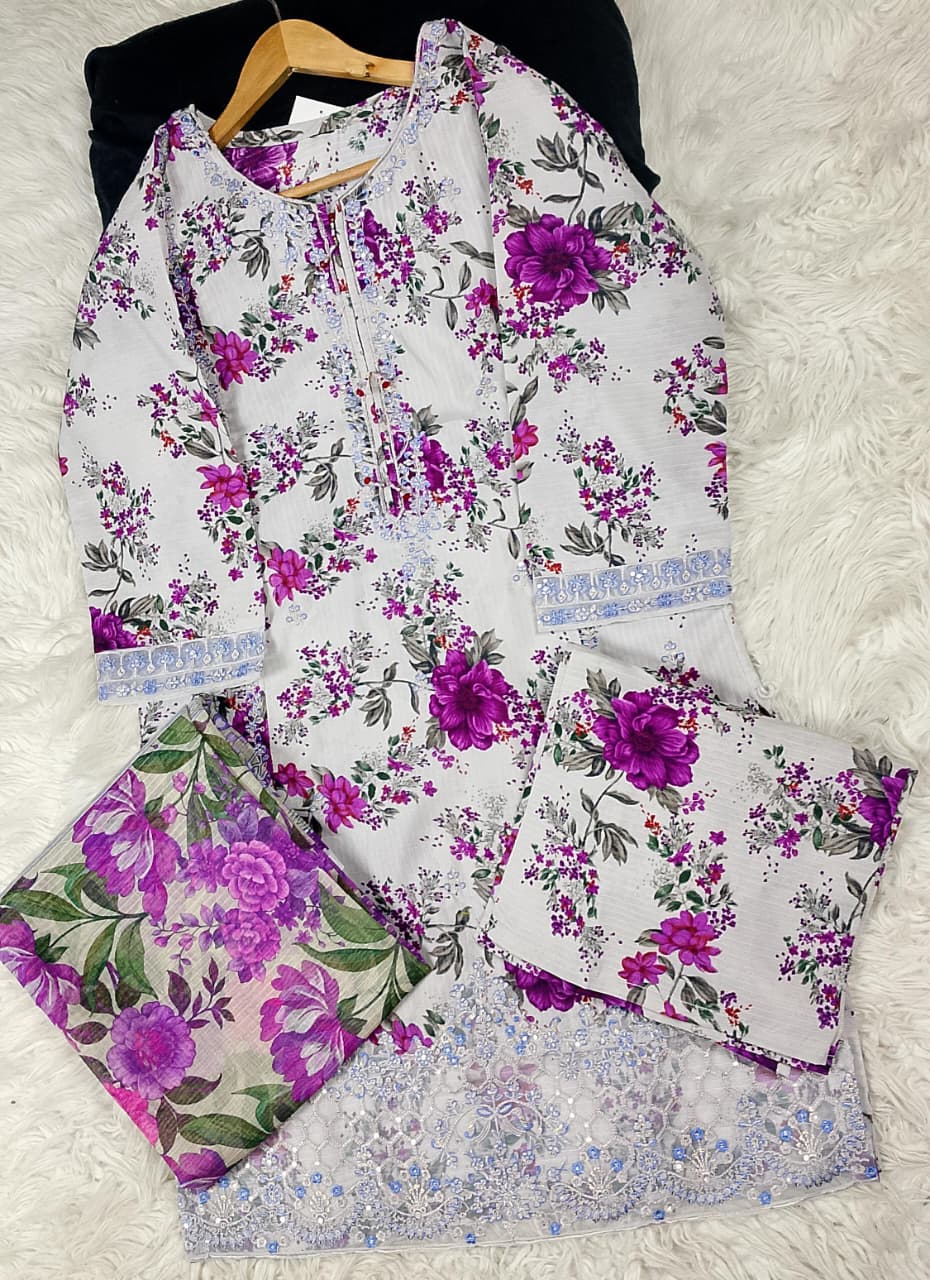 3 PIECE - EMBROIDERED DORIA COTTON SUIT