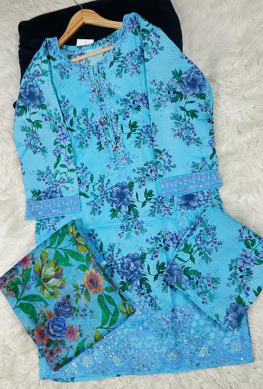 3 PIECE - EMBROIDERED DORIA COTTON SUIT