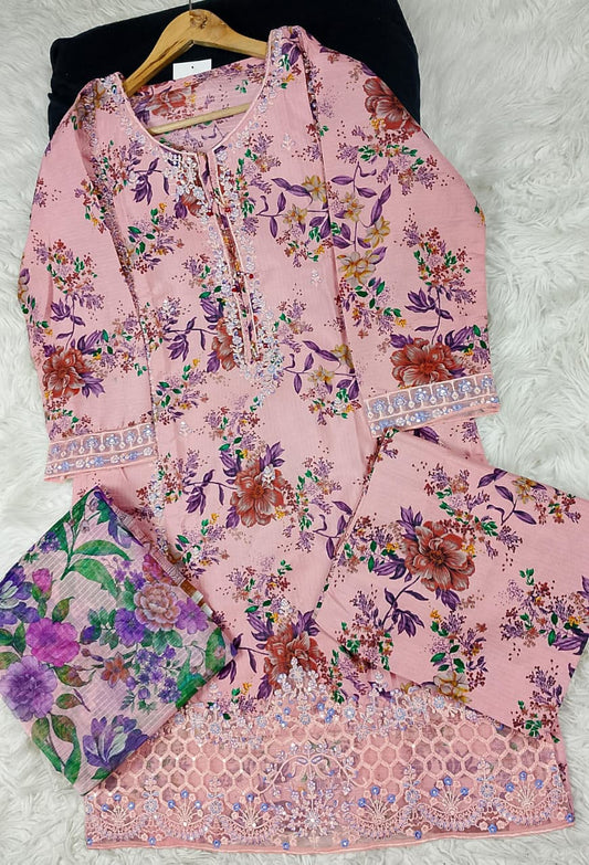 3 PIECE - EMBROIDERED DORIA COTTON SUIT