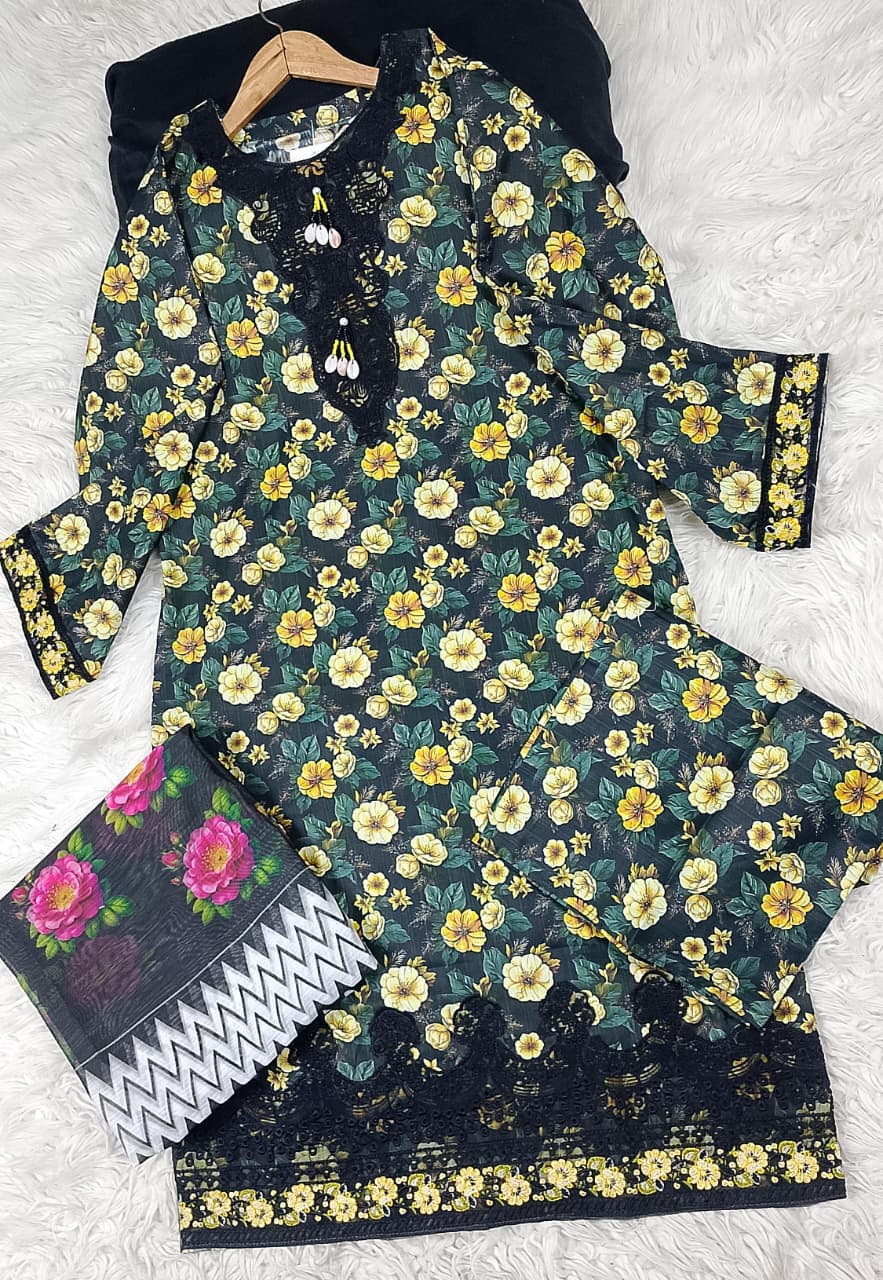 3 PIECE - EMBROIDERED DORIA COTTON SUIT