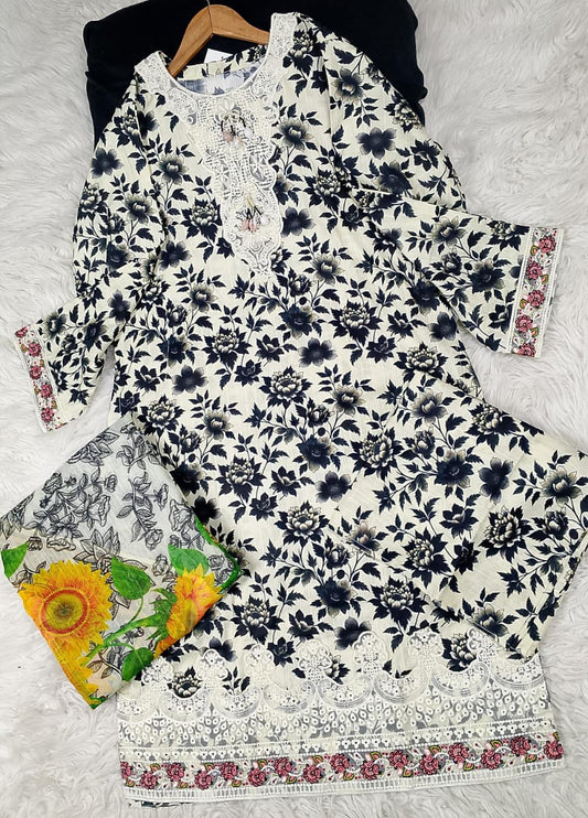 3 PIECE - EMBROIDERED DORIA COTTON SUIT