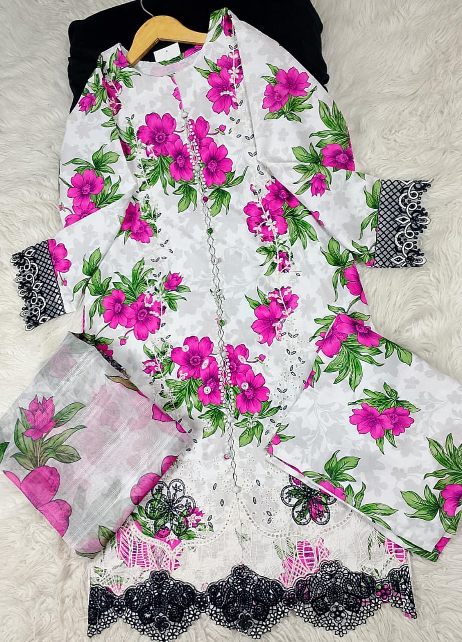 3 PIECE - EMBROIDERED DORIA COTTON SUIT