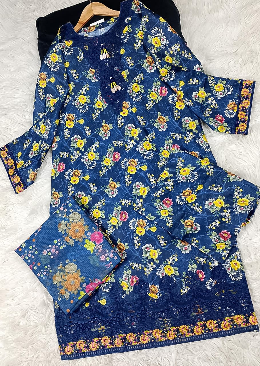 3 PIECE - EMBROIDERED DORIA COTTON SUIT