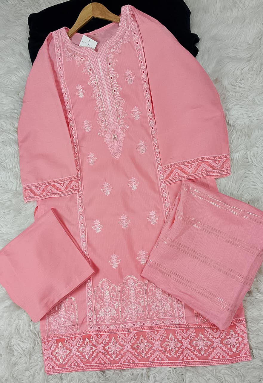 3 PIECE - EMBROIDERED DORIA COTTON SUIT