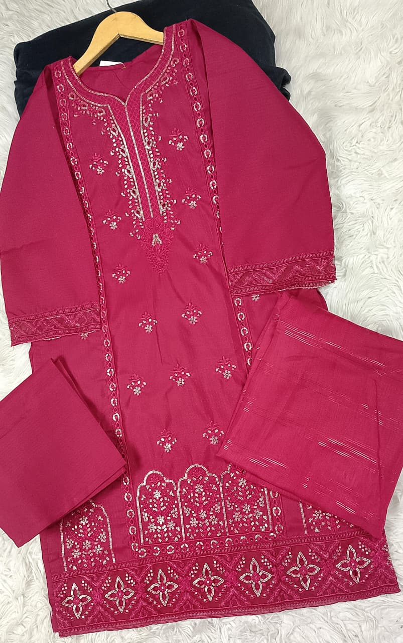 3 PIECE - EMBROIDERED DORIA COTTON SUIT
