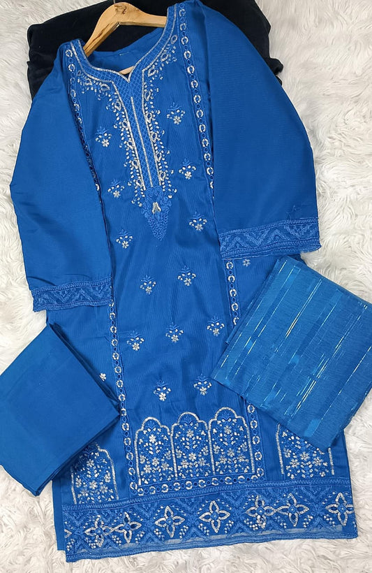 3 PIECE - EMBROIDERED DORIA COTTON SUIT