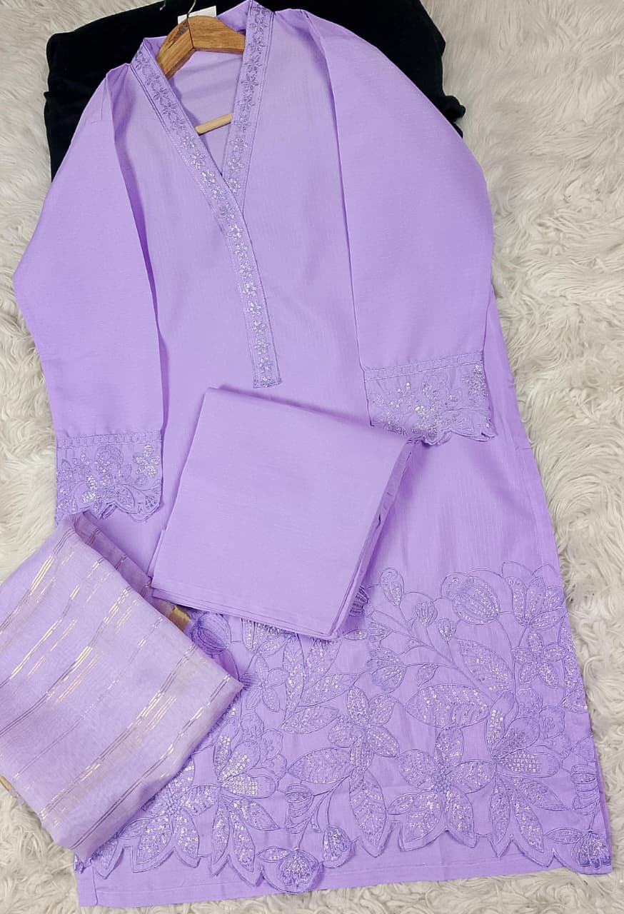 3 PIECE - EMBROIDERED DORIA COTTON SUIT