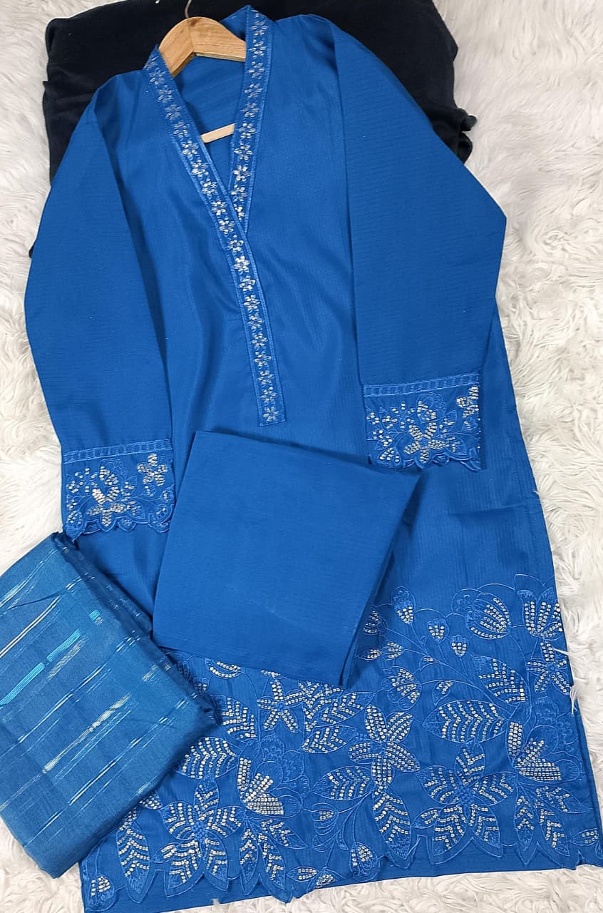 3 PIECE - EMBROIDERED DORIA COTTON SUIT