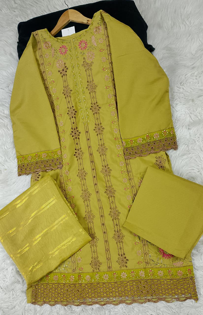 3 PIECE - EMBROIDERED DORIA COTTON SUIT