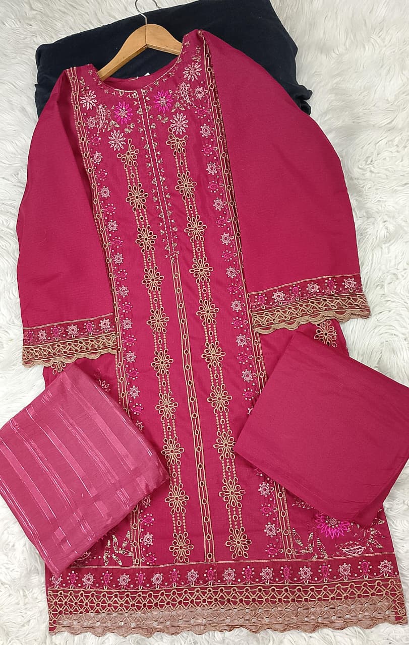 3 PIECE - EMBROIDERED DORIA COTTON SUIT