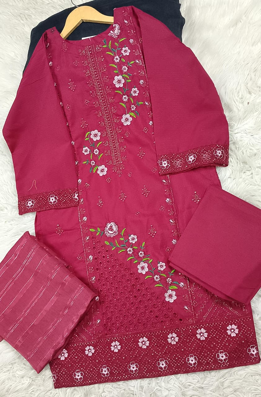 3 PIECE - EMBROIDERED DORIA COTTON SUIT