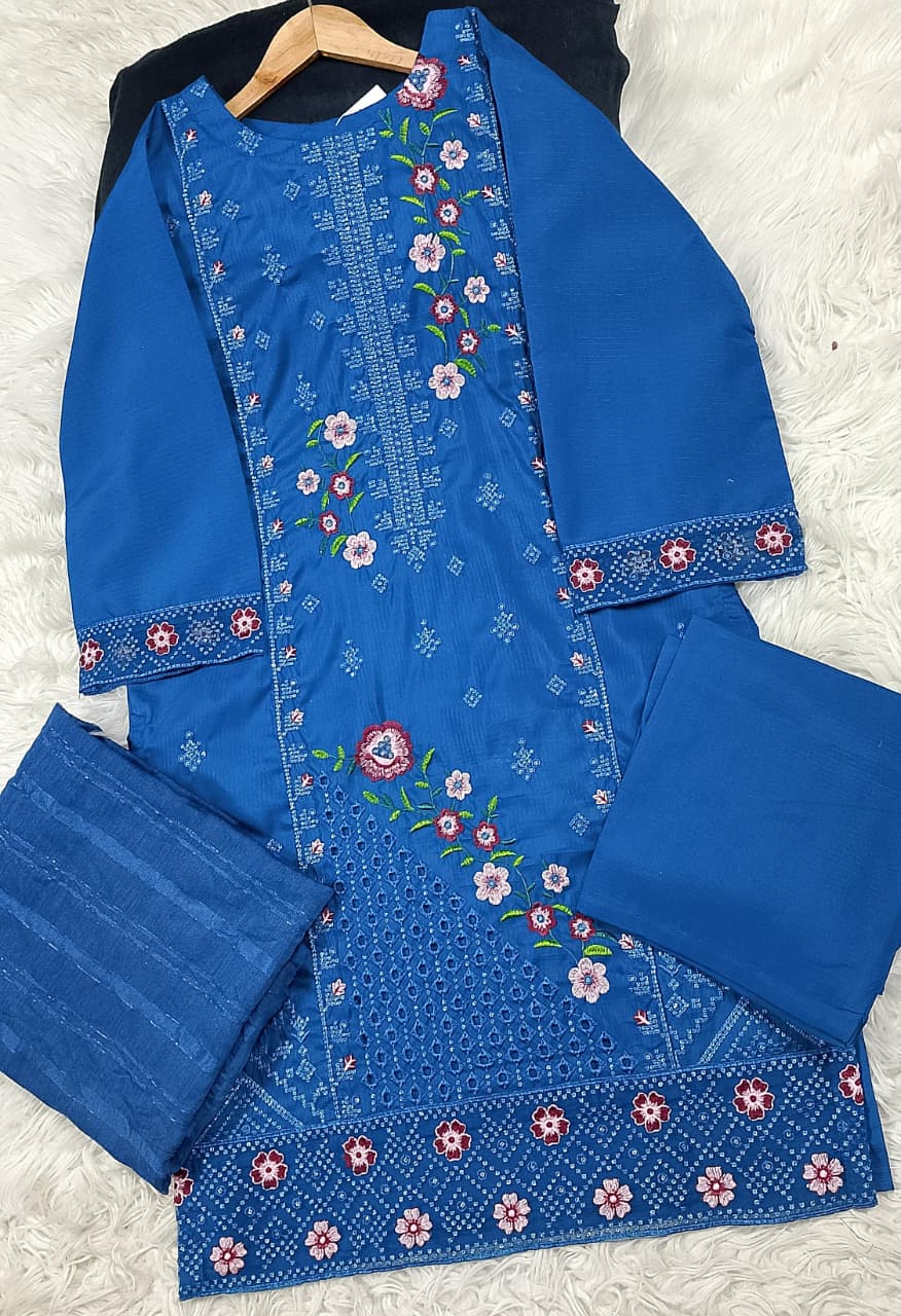 3 PIECE - EMBROIDERED DORIA COTTON SUIT