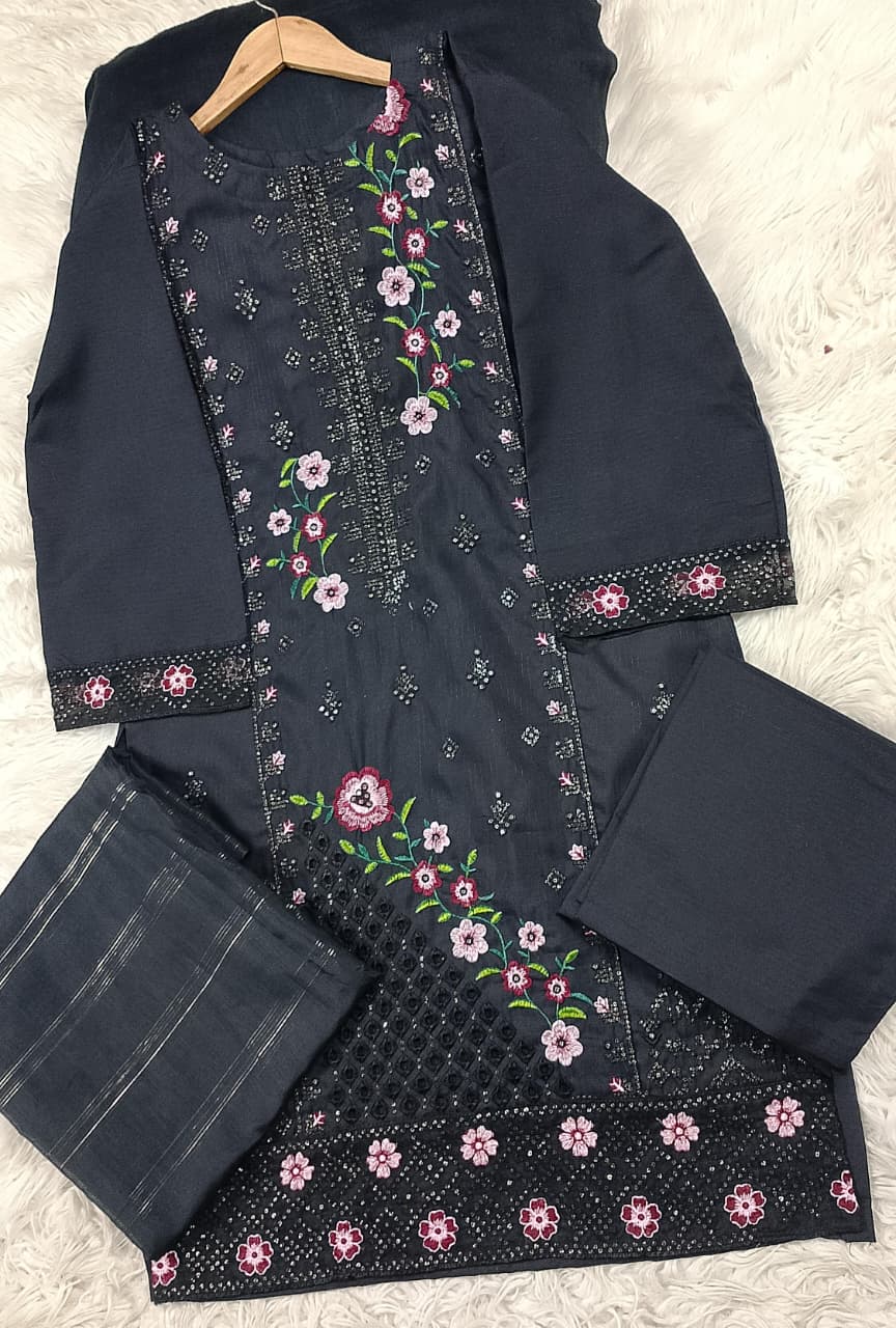 3 PIECE - EMBROIDERED DORIA COTTON SUIT