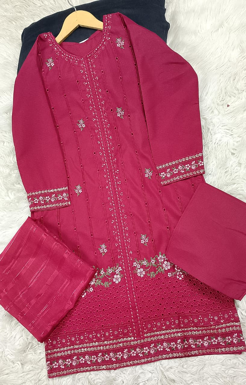 3 PIECE - EMBROIDERED DORIA COTTON SUIT