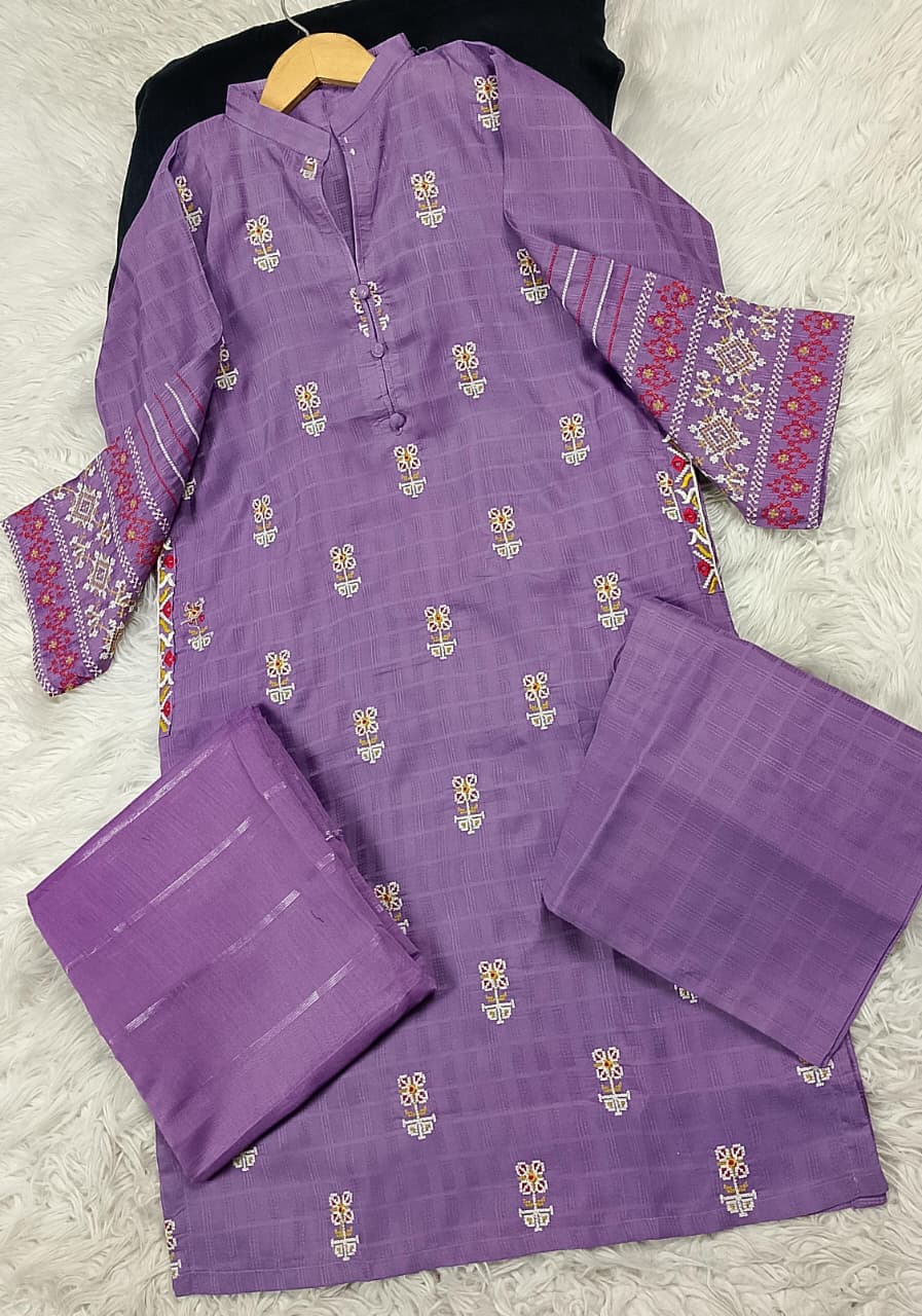 3 PIECE - EMBROIDERED DORIA COTTON SUIT