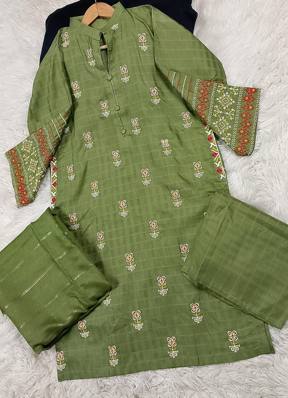 3 PIECE - EMBROIDERED DORIA COTTON SUIT