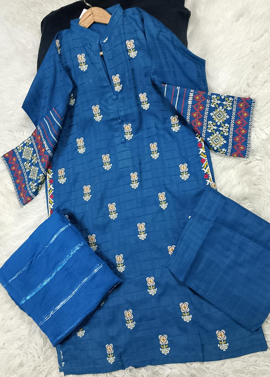 3 PIECE - EMBROIDERED DORIA COTTON SUIT