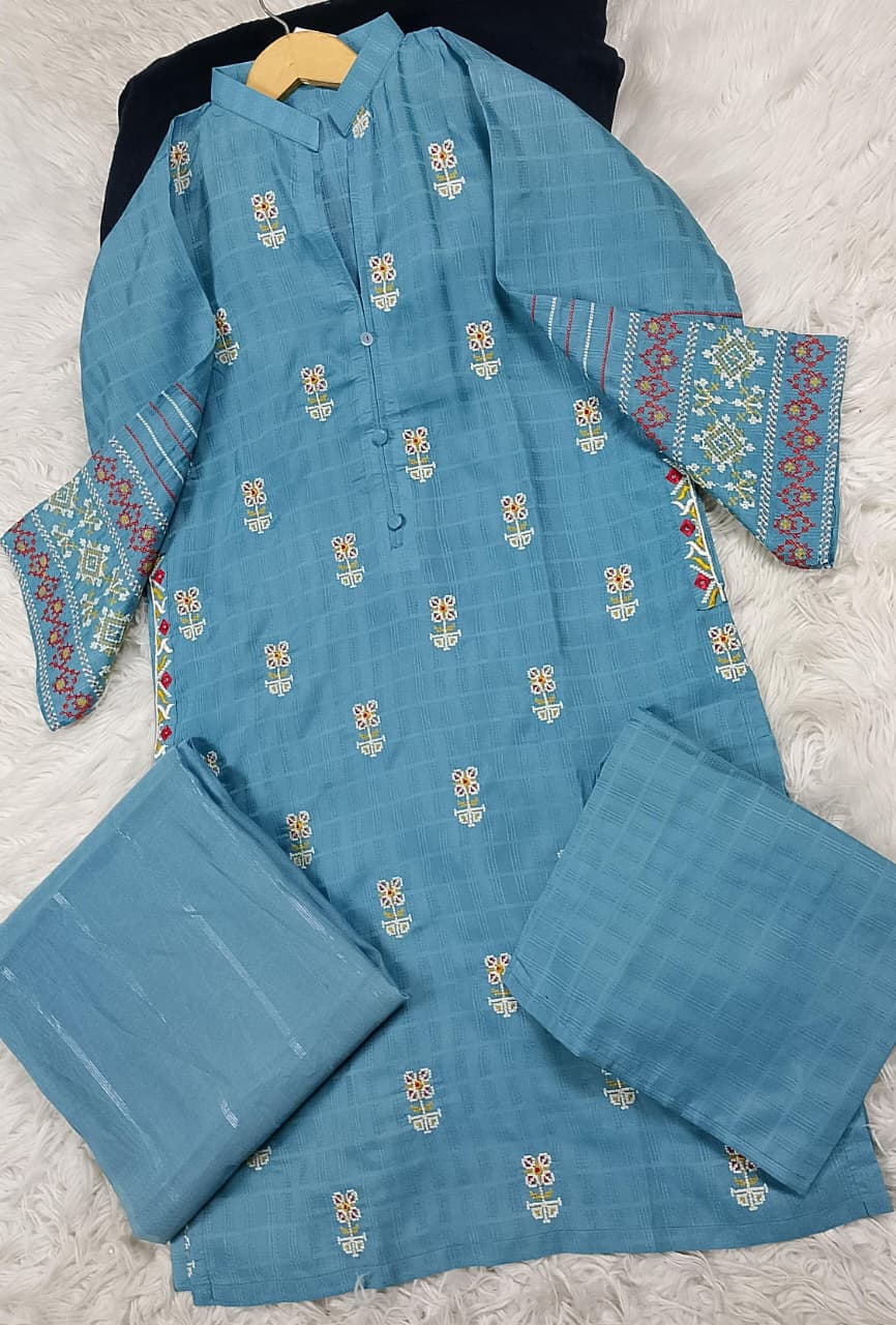 3 PIECE - EMBROIDERED DORIA COTTON SUIT