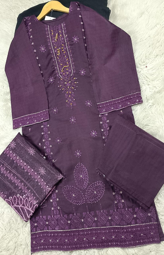 3 PIECE - EMBROIDERED DORIA COTTON SUIT