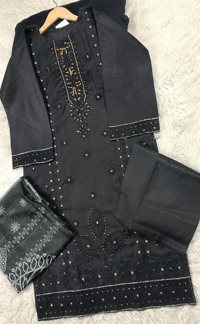 3 PIECE - EMBROIDERED DORIA COTTON SUIT