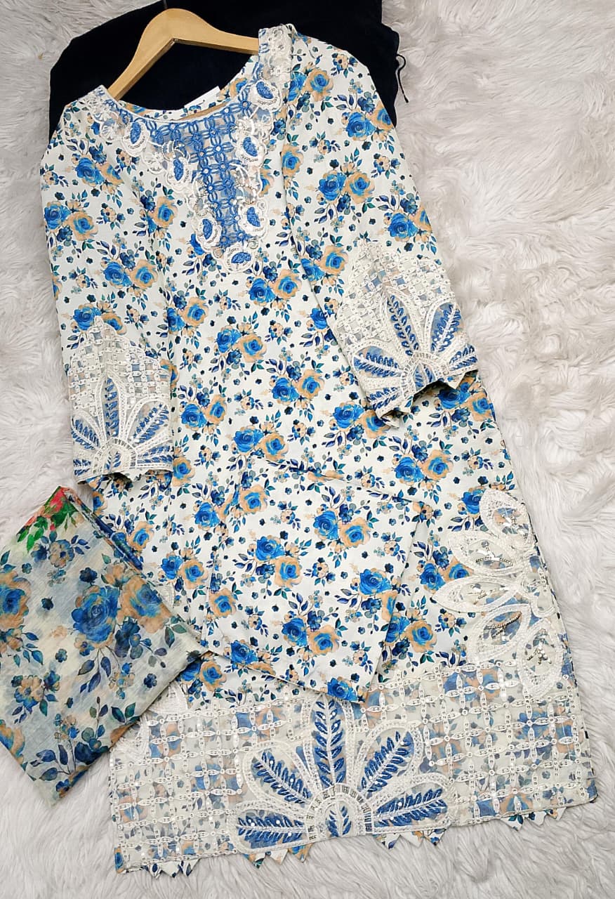 3 PIECE - EMBROIDERED LAWN SUIT