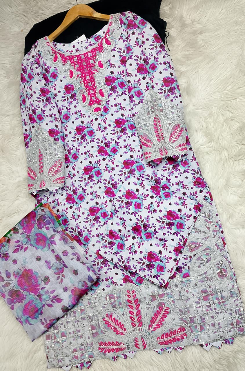 3 PIECE - EMBROIDERED LAWN SUIT