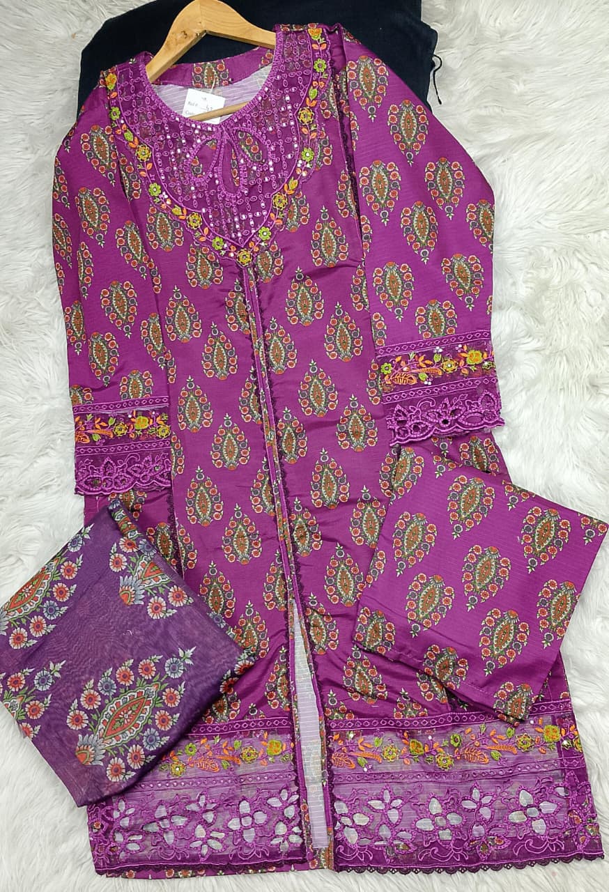 3 PIECE - EMBROIDERED LAWN SUIT
