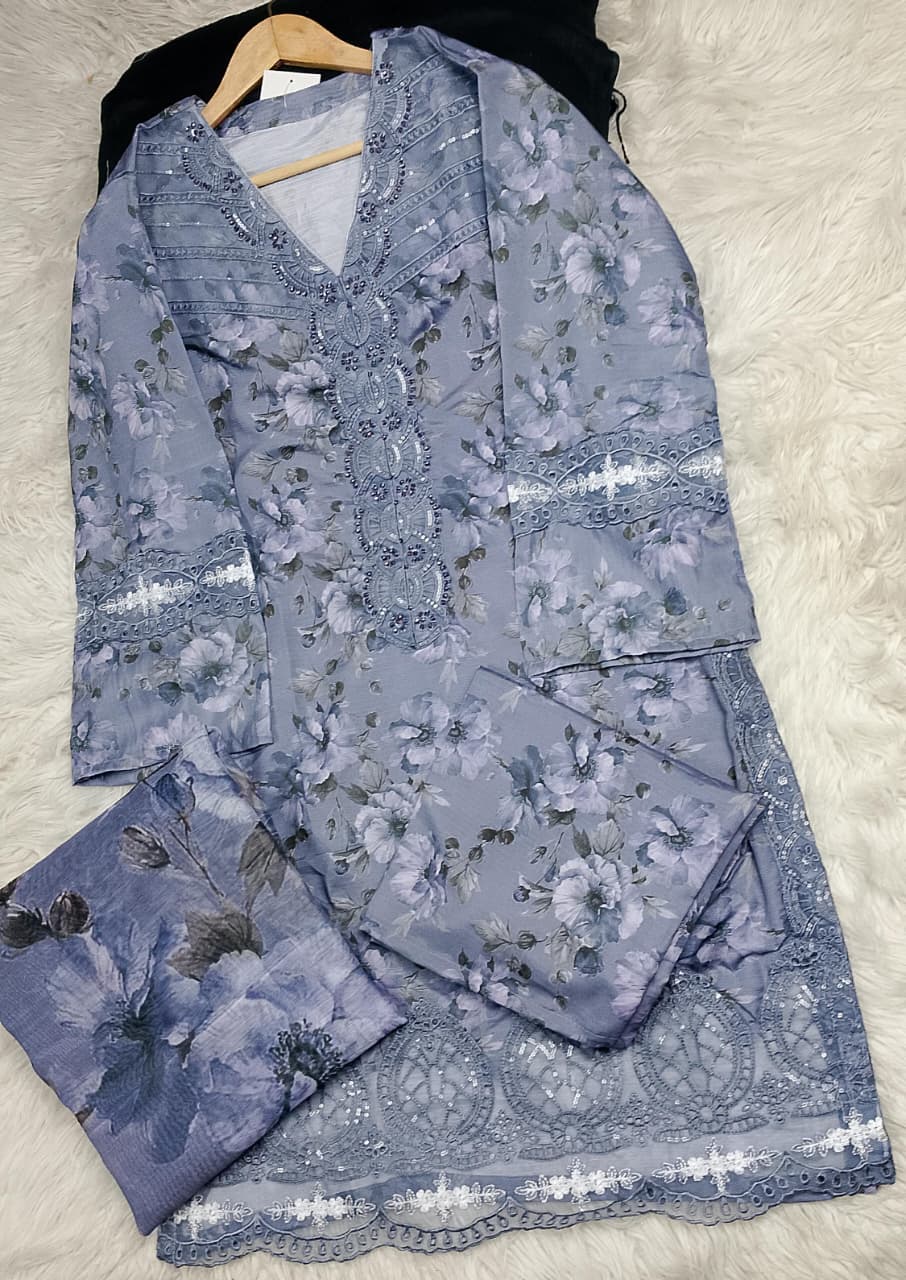 3 PIECE - EMBROIDERED LAWN SUIT