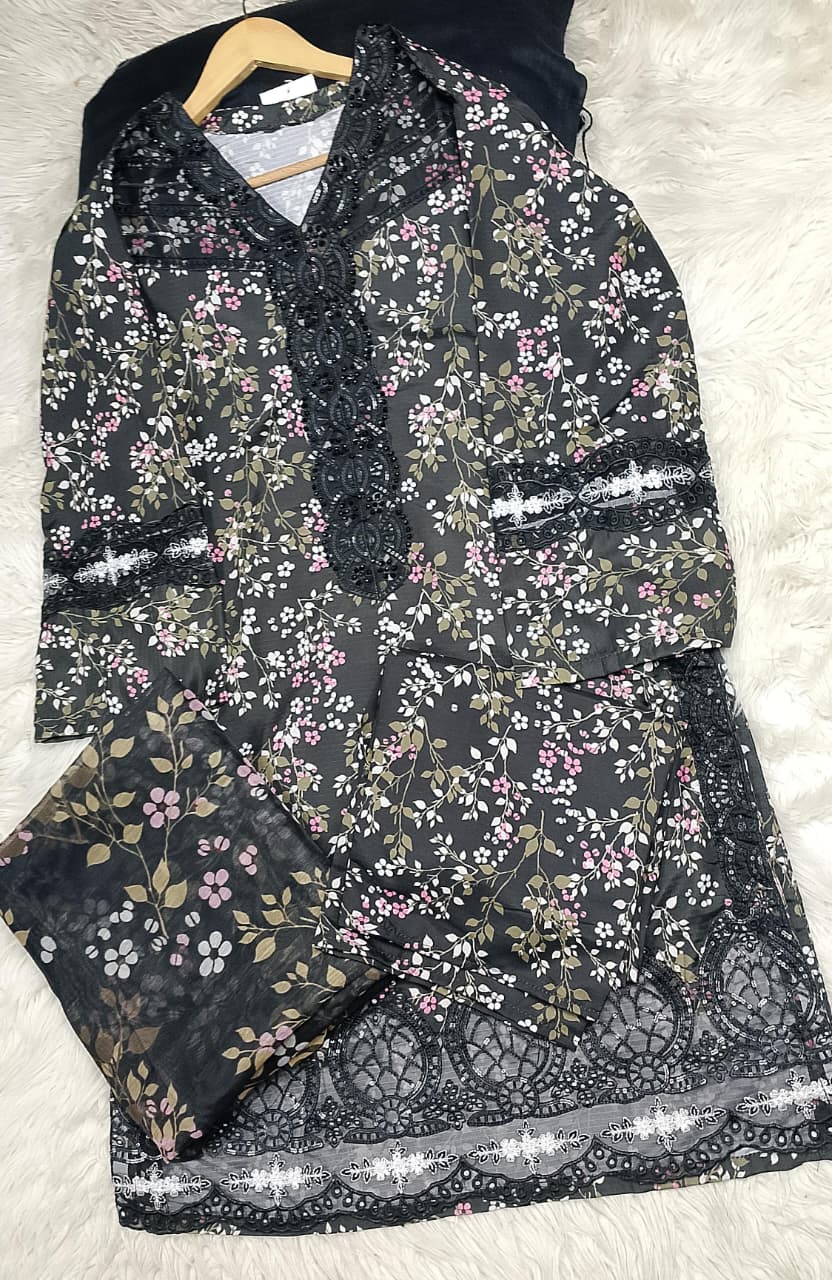 3 PIECE - EMBROIDERED LAWN SUIT