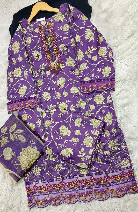 3 PIECE - EMBROIDERED LAWN SUIT