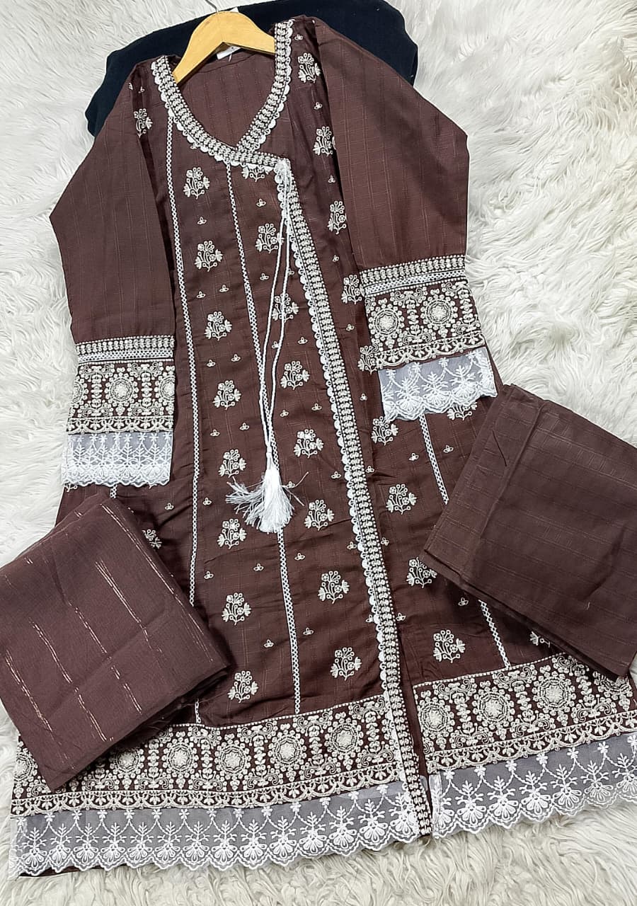 3 PIECE - EMBROIDERED LAWN SUIT