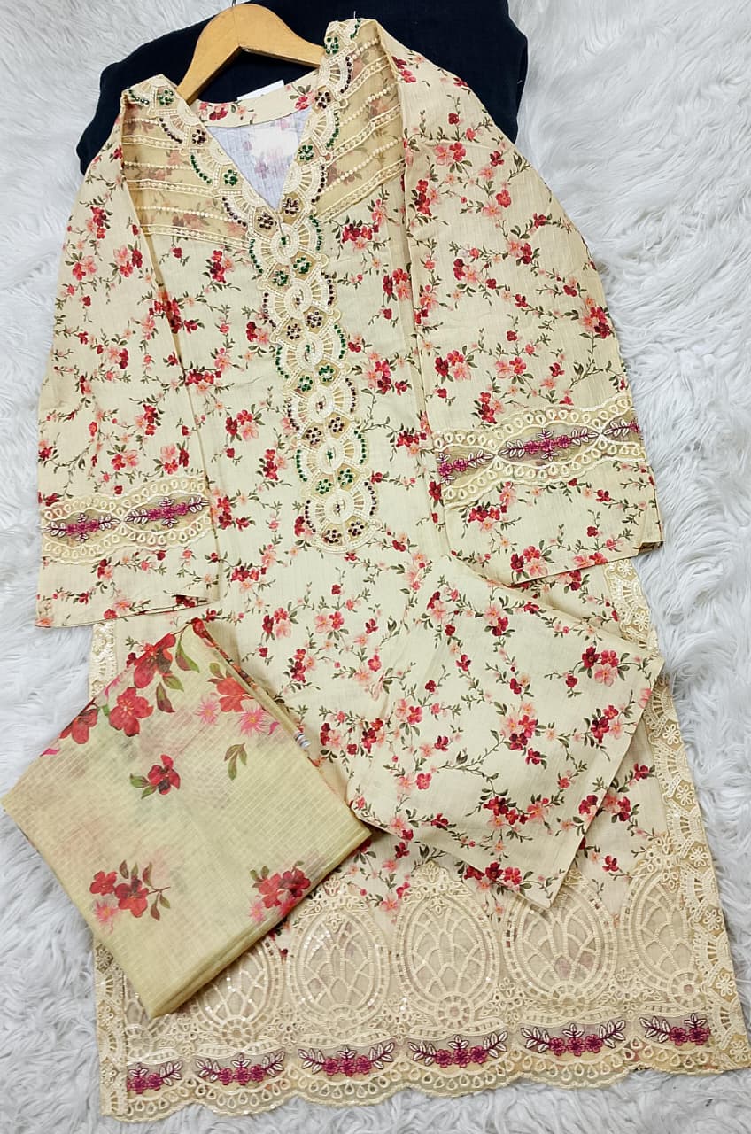 3 PIECE - EMBROIDERED LAWN SUIT