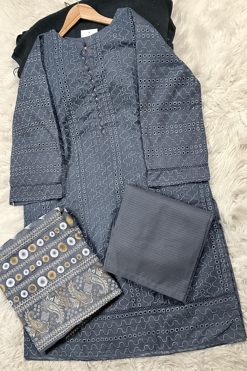 3 PIECE - EMBROIDERED LAWN SUIT