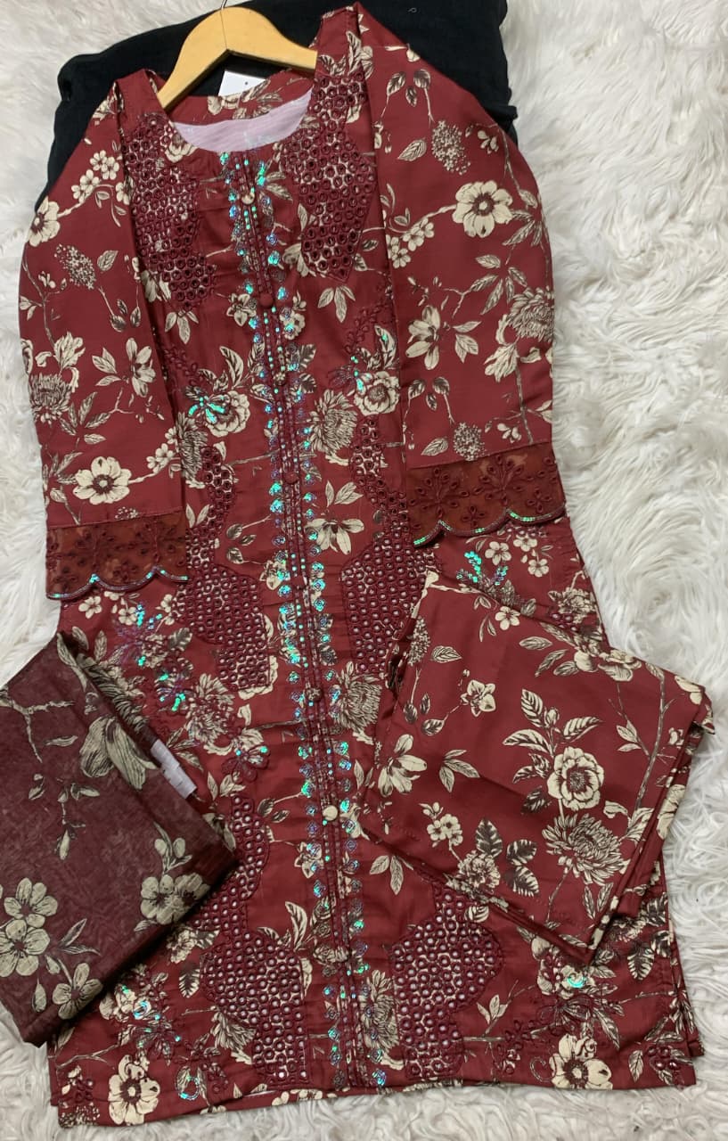 3 PIECE - EMBROIDERED LAWN SUIT