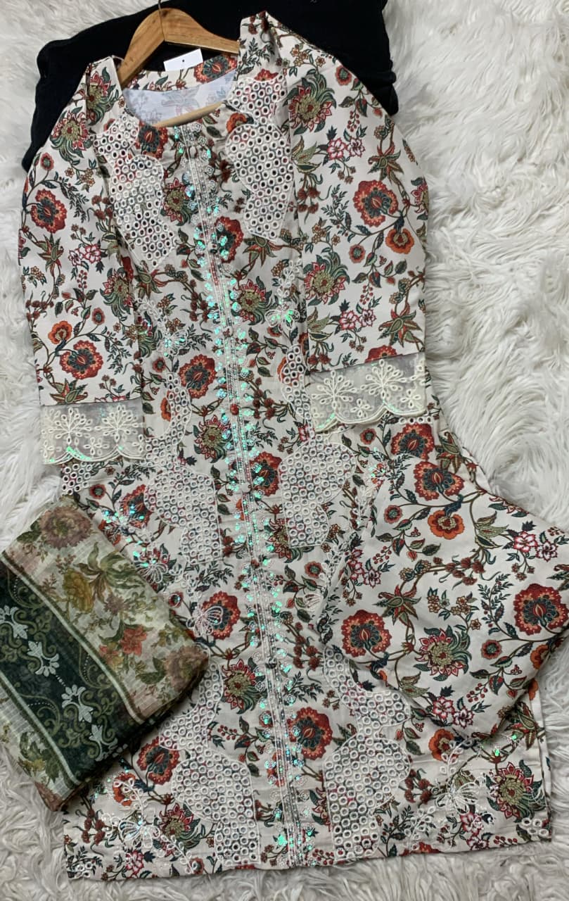 3 PIECE - EMBROIDERED LAWN SUIT