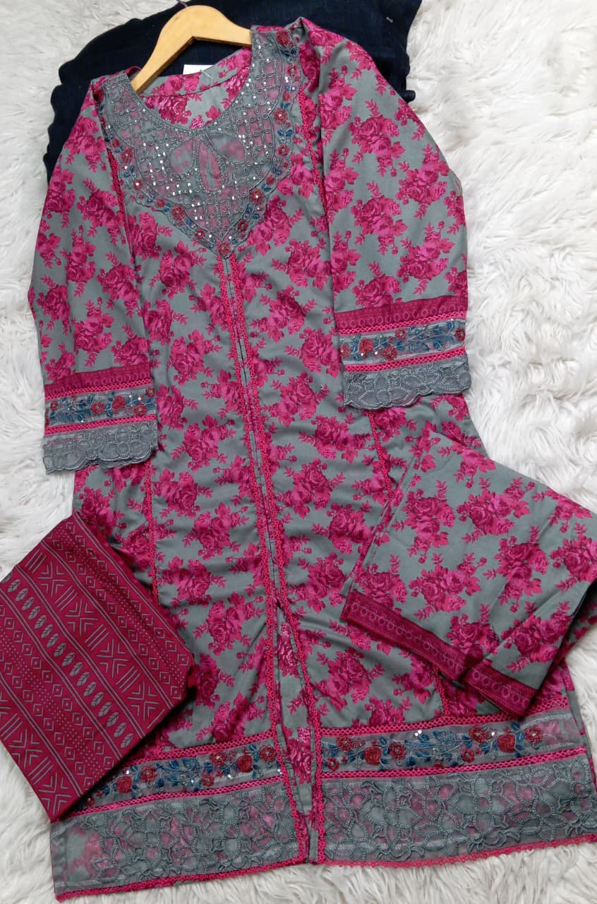 3 PIECE - EMBROIDERED LAWN SUIT