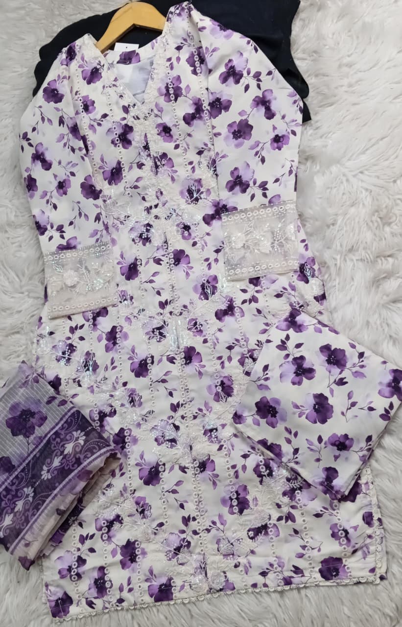 3 PIECE - EMBROIDERED LAWN SUIT