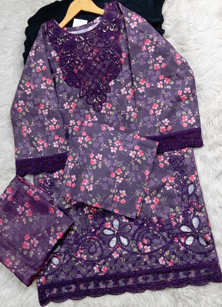 3 PIECE - EMBROIDERED LAWN SUIT