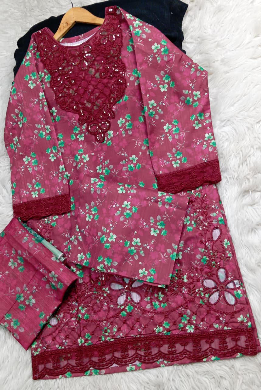 3 PIECE - EMBROIDERED LAWN SUIT
