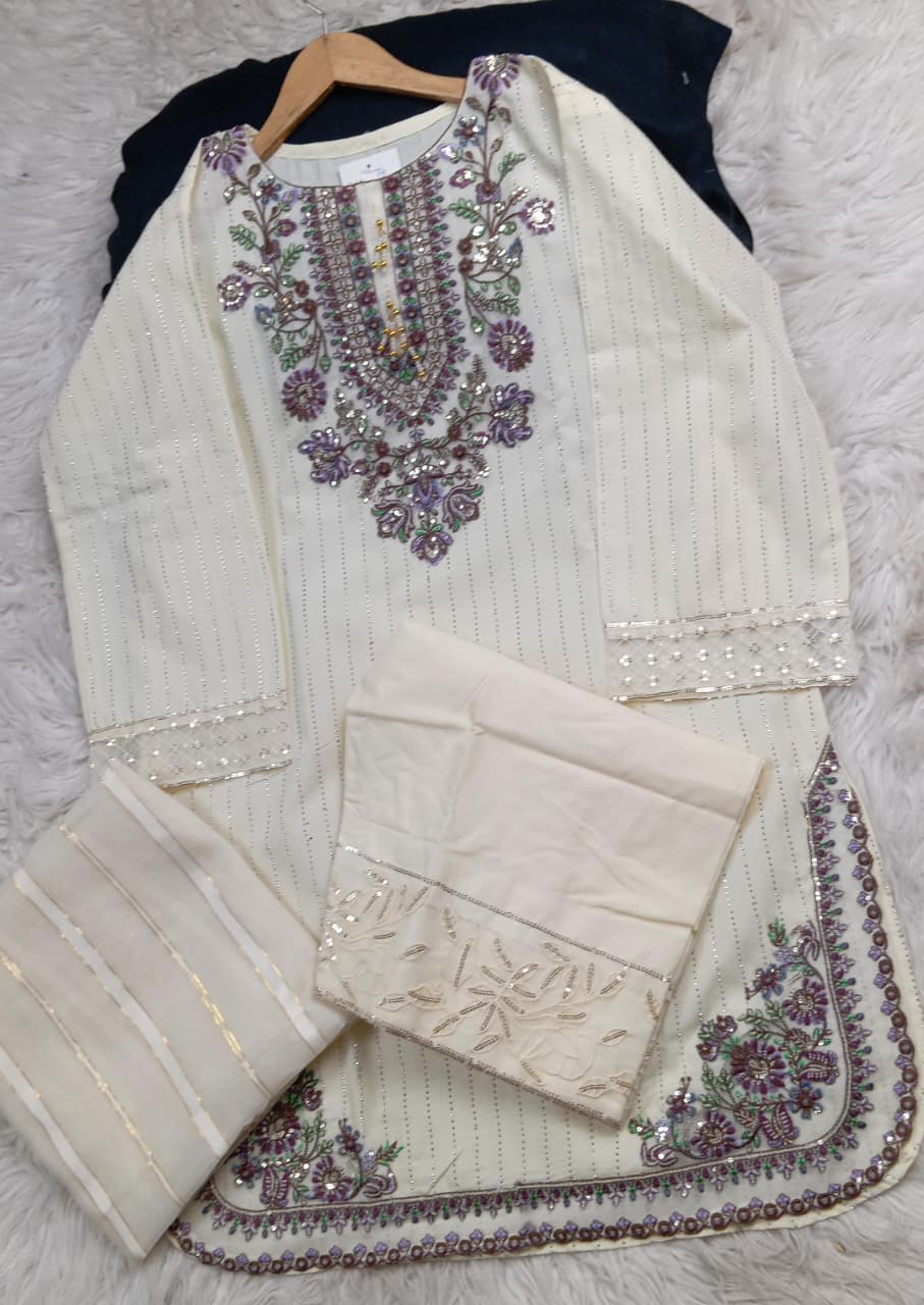 3 PIECE - EMBROIDERED LAWN SUIT