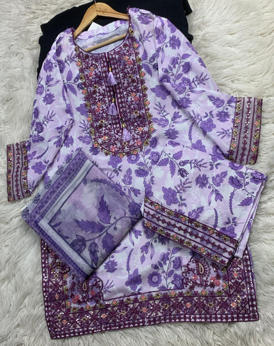 3 PIECE - EMBROIDERED LAWN SUIT