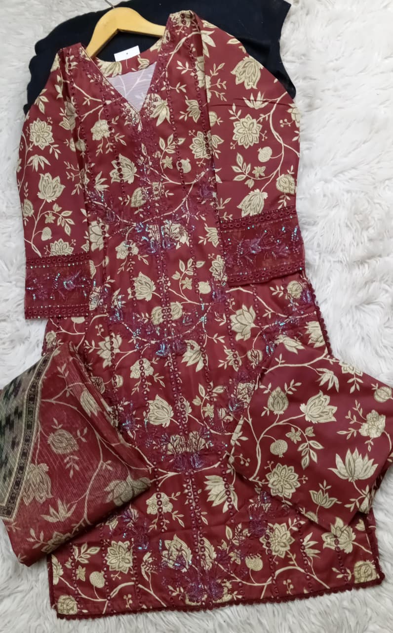 3 PIECE - EMBROIDERED LAWN SUIT