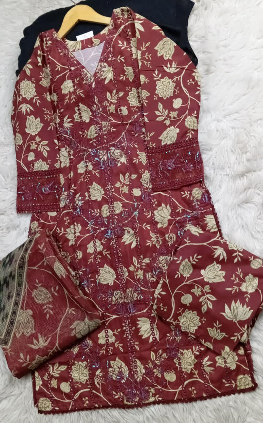 3 PIECE - EMBROIDERED LAWN SUIT