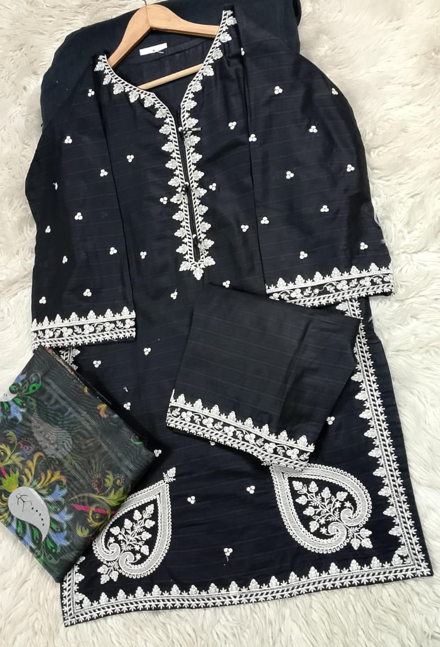3 PIECE - EMBROIDERED LAWN SUIT