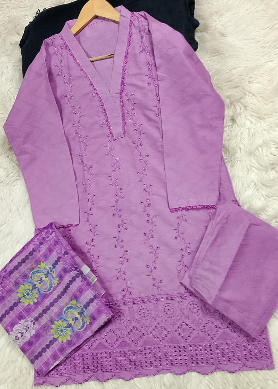3 PIECE - EMBROIDERED LAWN SUIT