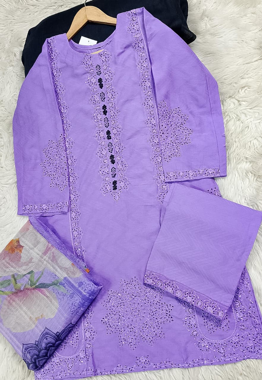 3 PIECE - EMBROIDERED LAWN SUIT